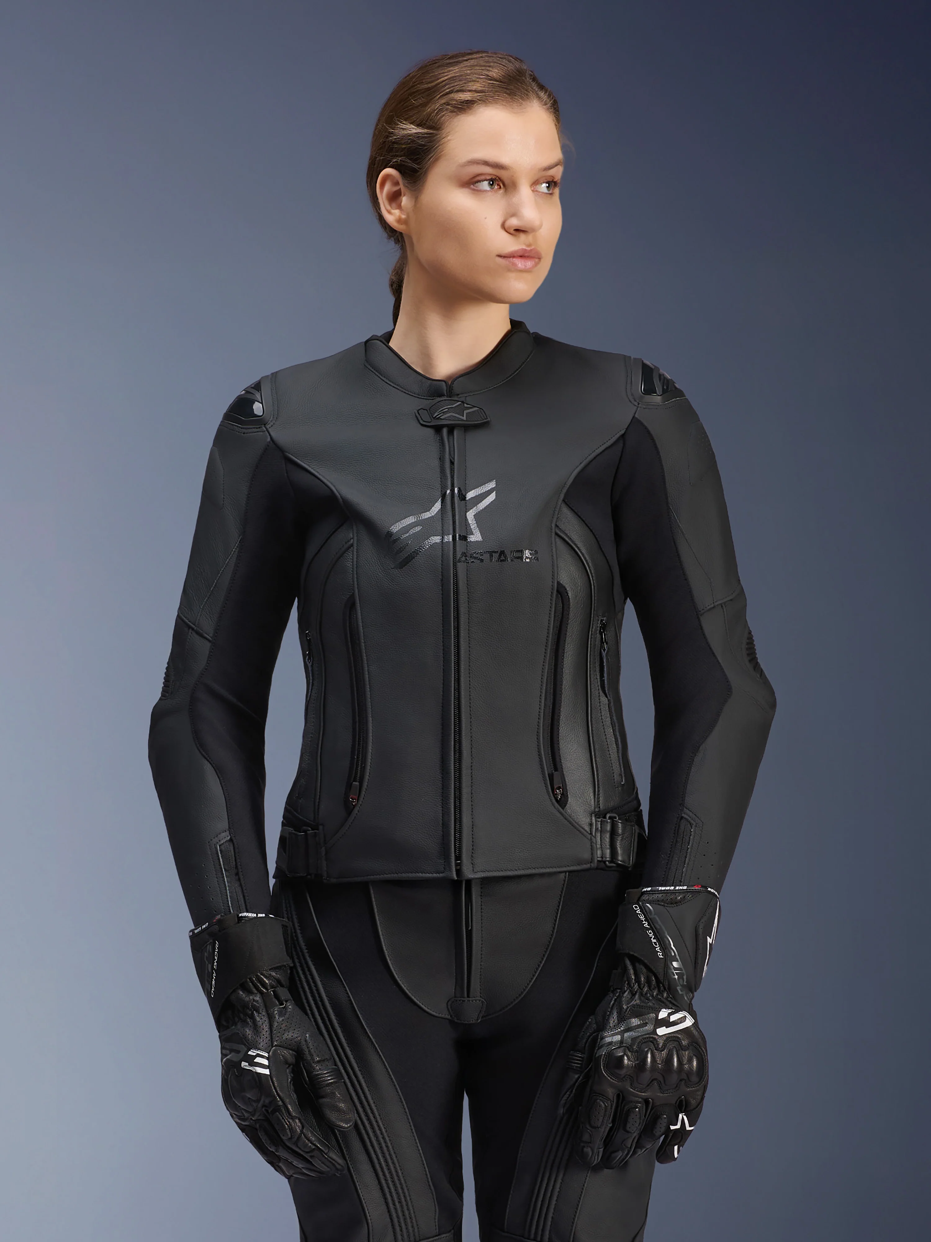 Women Stella GP Plus V4 Leather Jacket