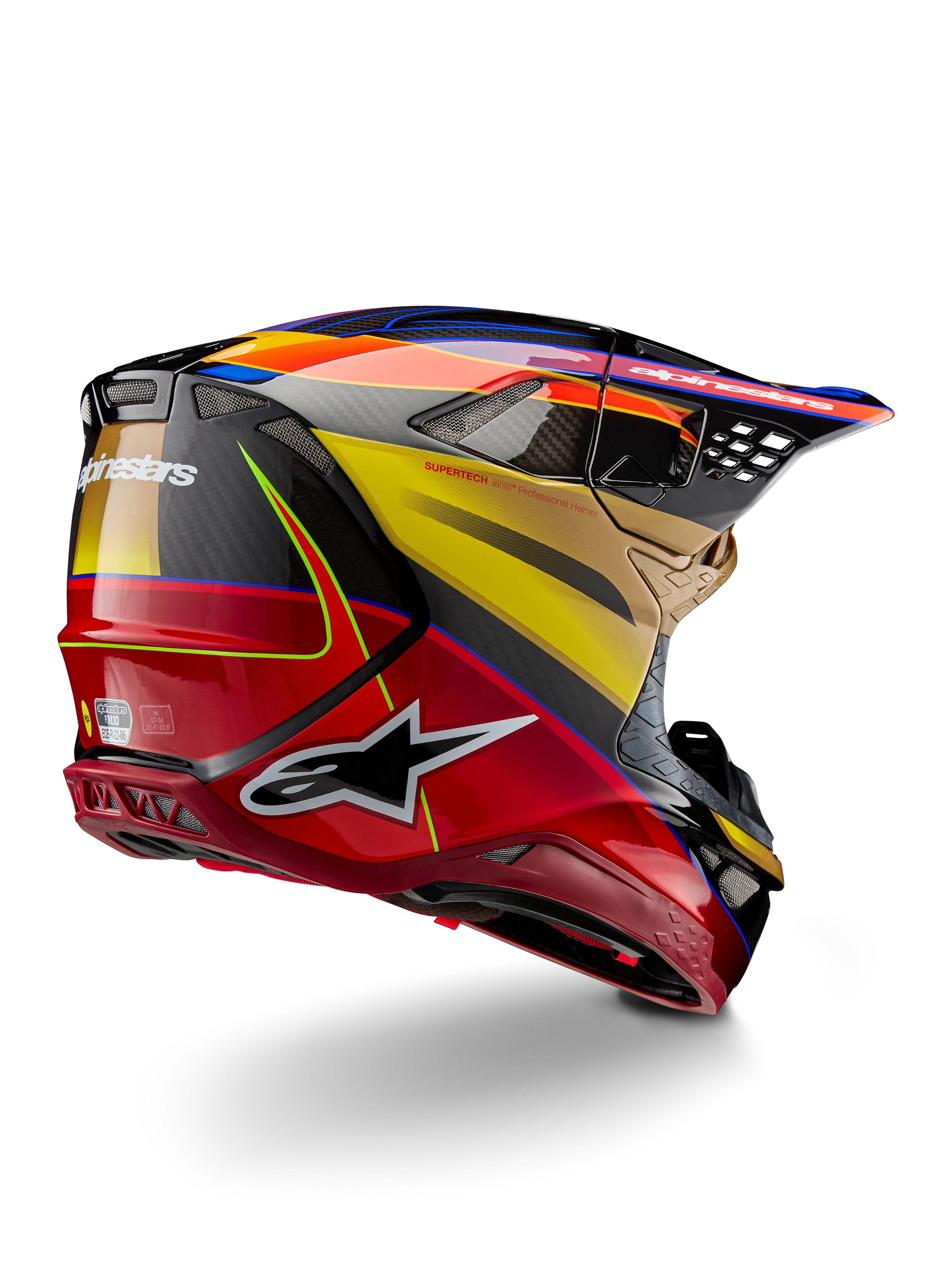 Supertech M10 Era ECE 22.06 Helmet Gold Yellow Rio Red Glossy - Image 2